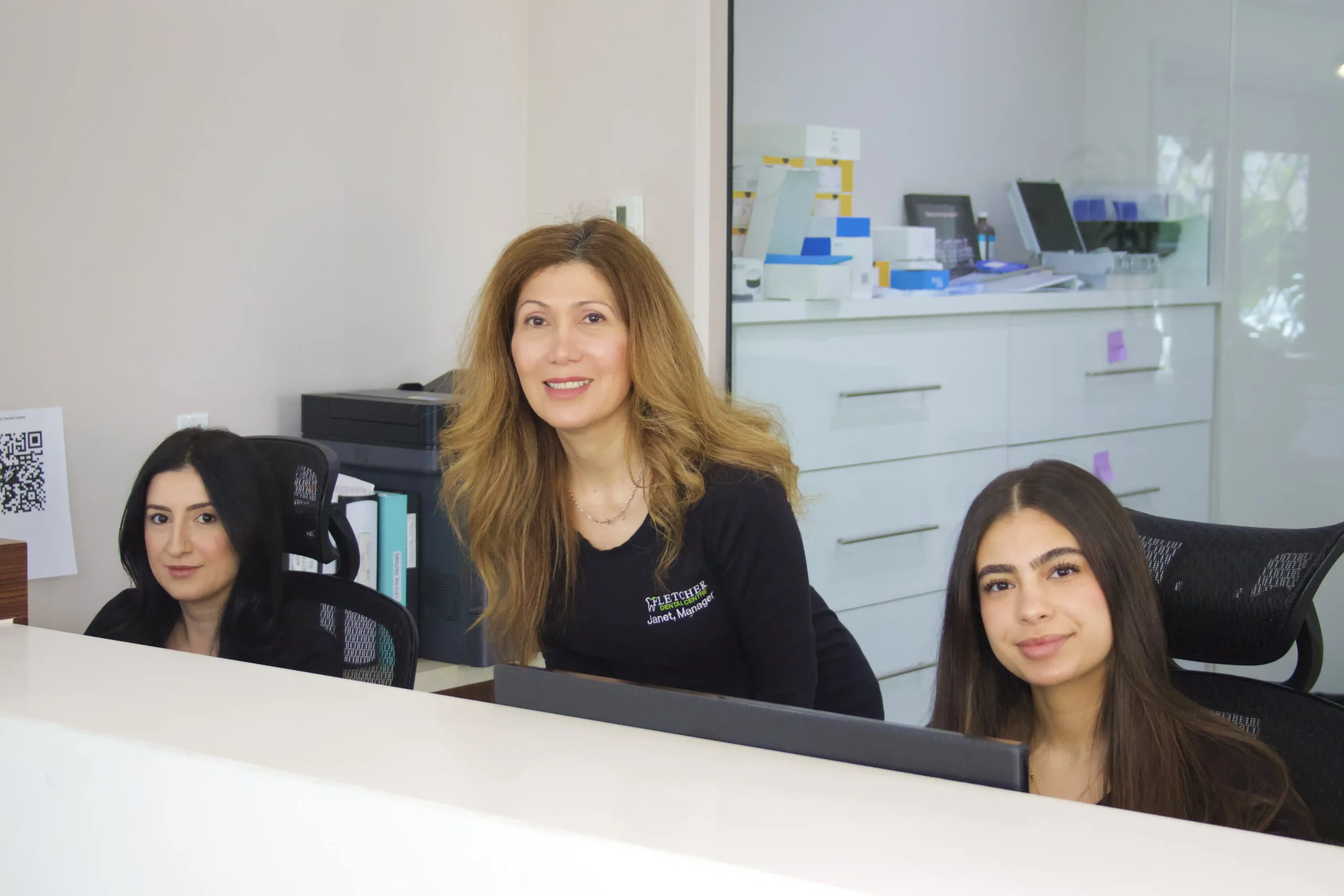 The reception area at Fletcher Dental Centre in Hamilton